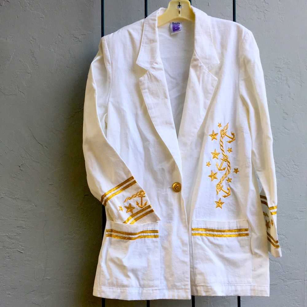 White Gold Maritime Blazer with Anchor and Star